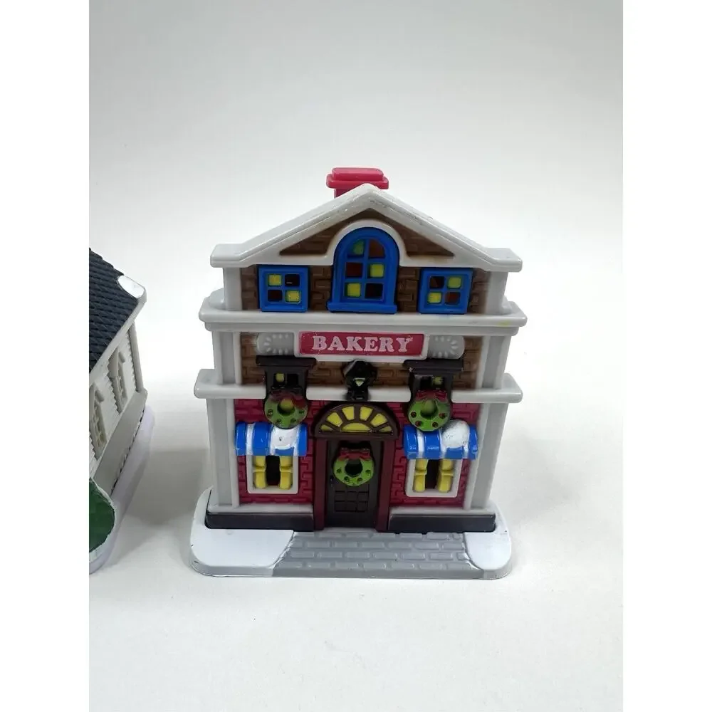 Cobblestone Corners Miniature Village Light Up Church Bakery Christmas Tree
